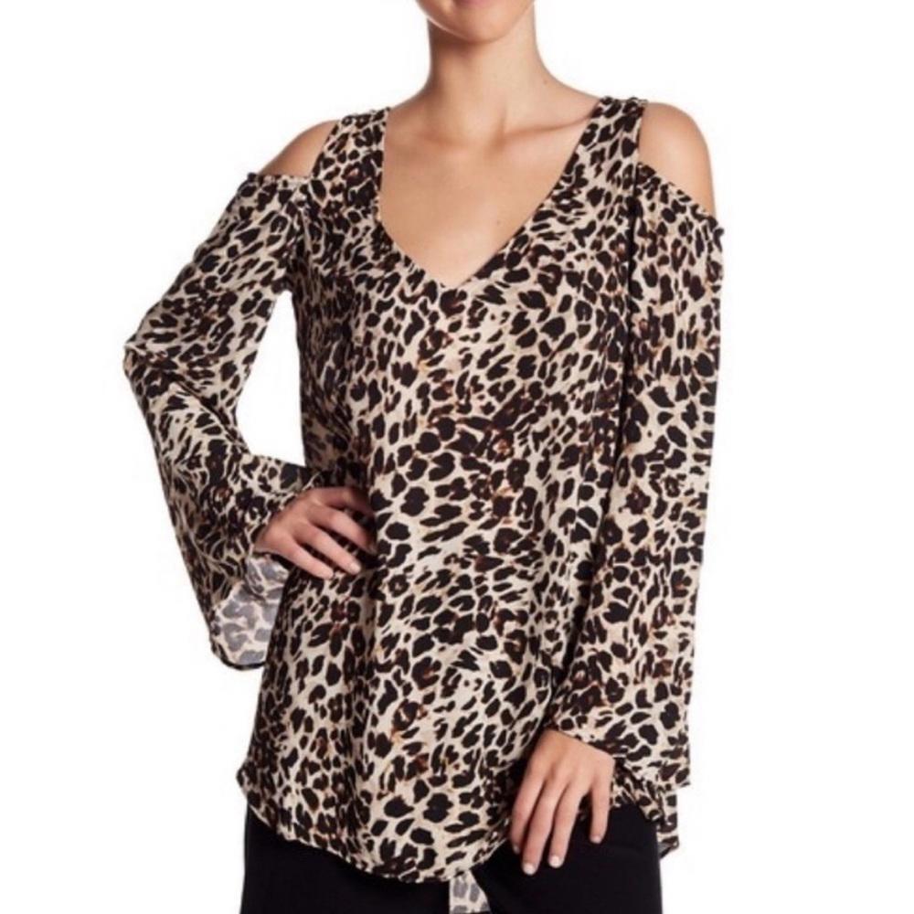 Show Me Your Mumu Cold Shoulder Boo Cha Cha Cheetah V Neck Tunic Size XS NEW